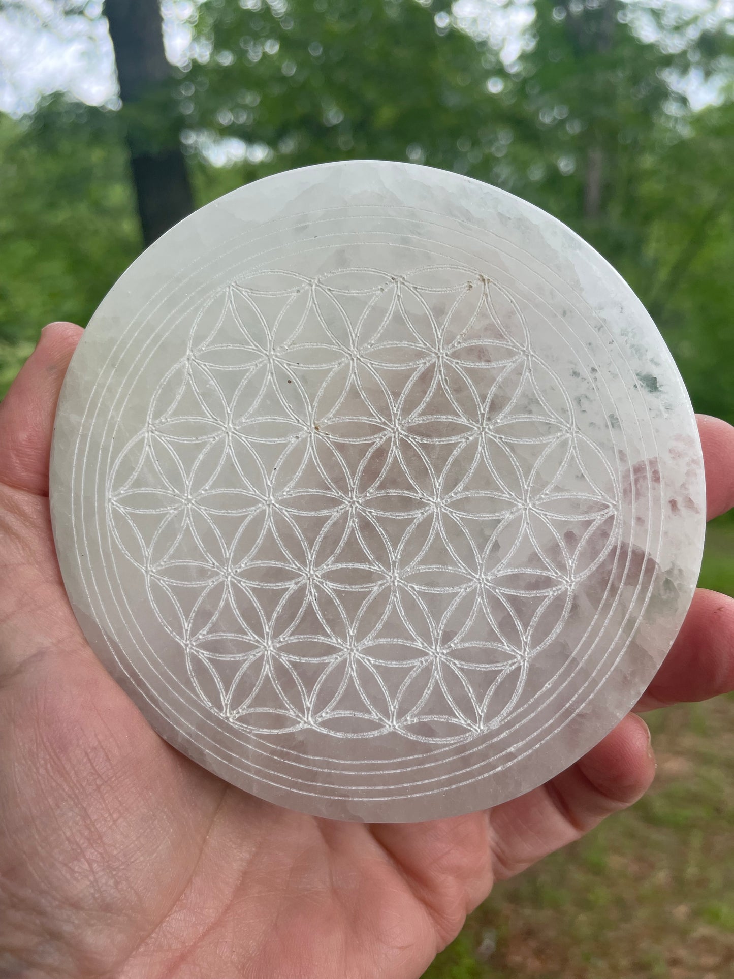 Flower of Life Selenite Tile