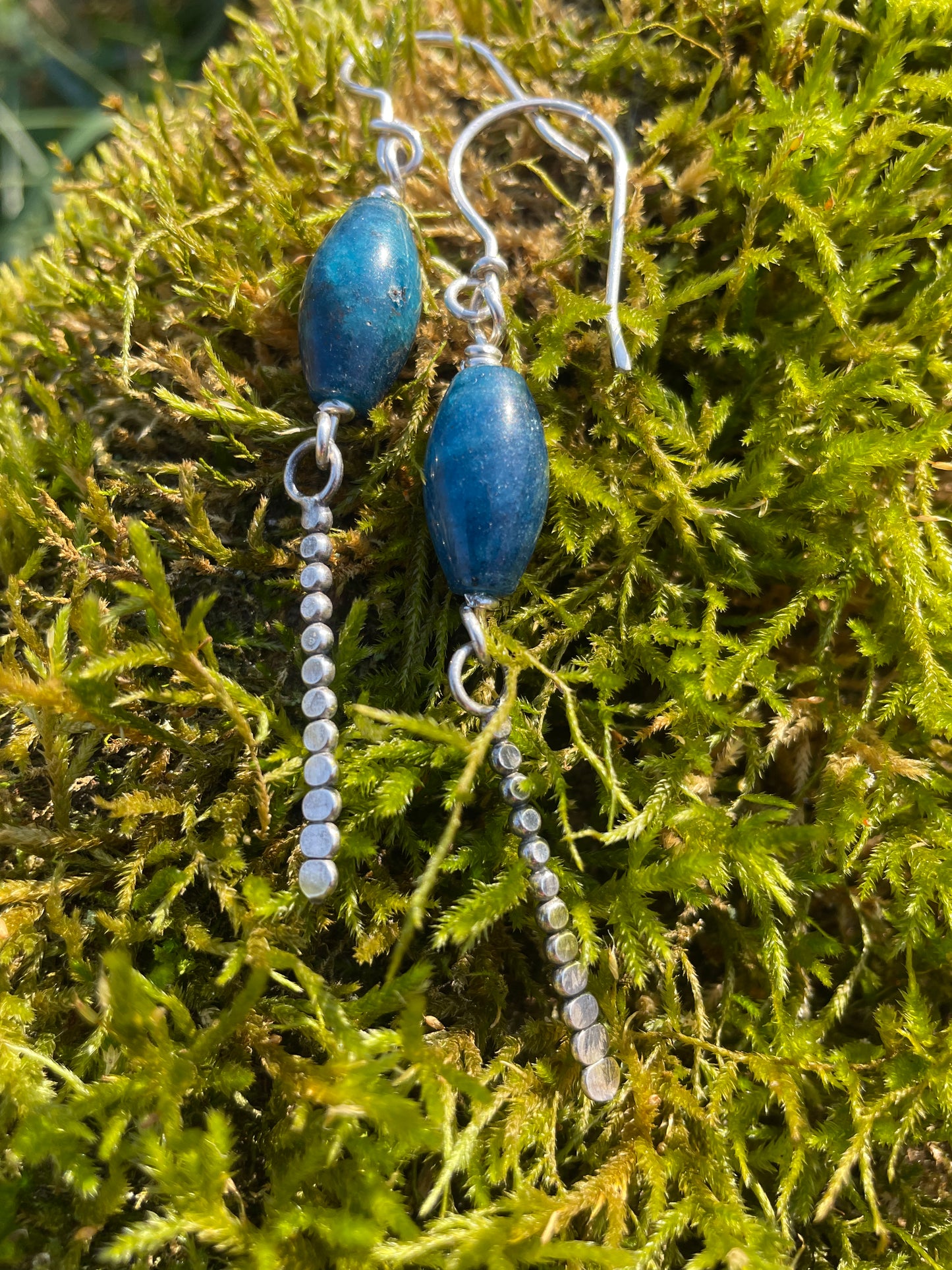 Apatite and Sterling Dagger Style Earrings