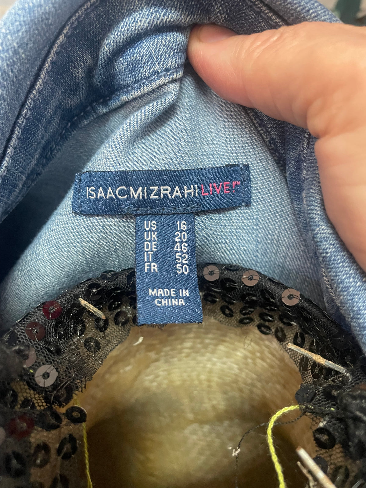 Upcycled Issac Mizrahi Jacket Aztec Embellishment. Size L