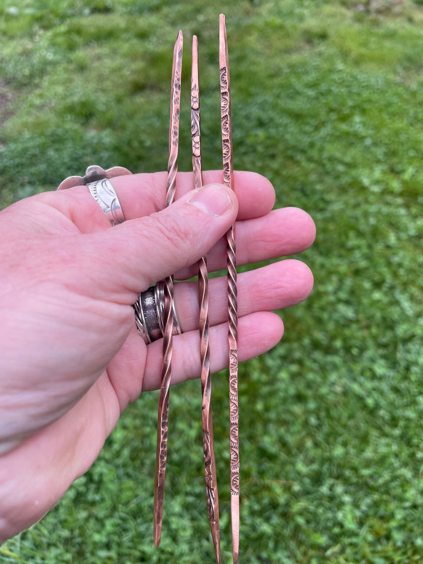 Forged Copper Hair Pins: Made to order
