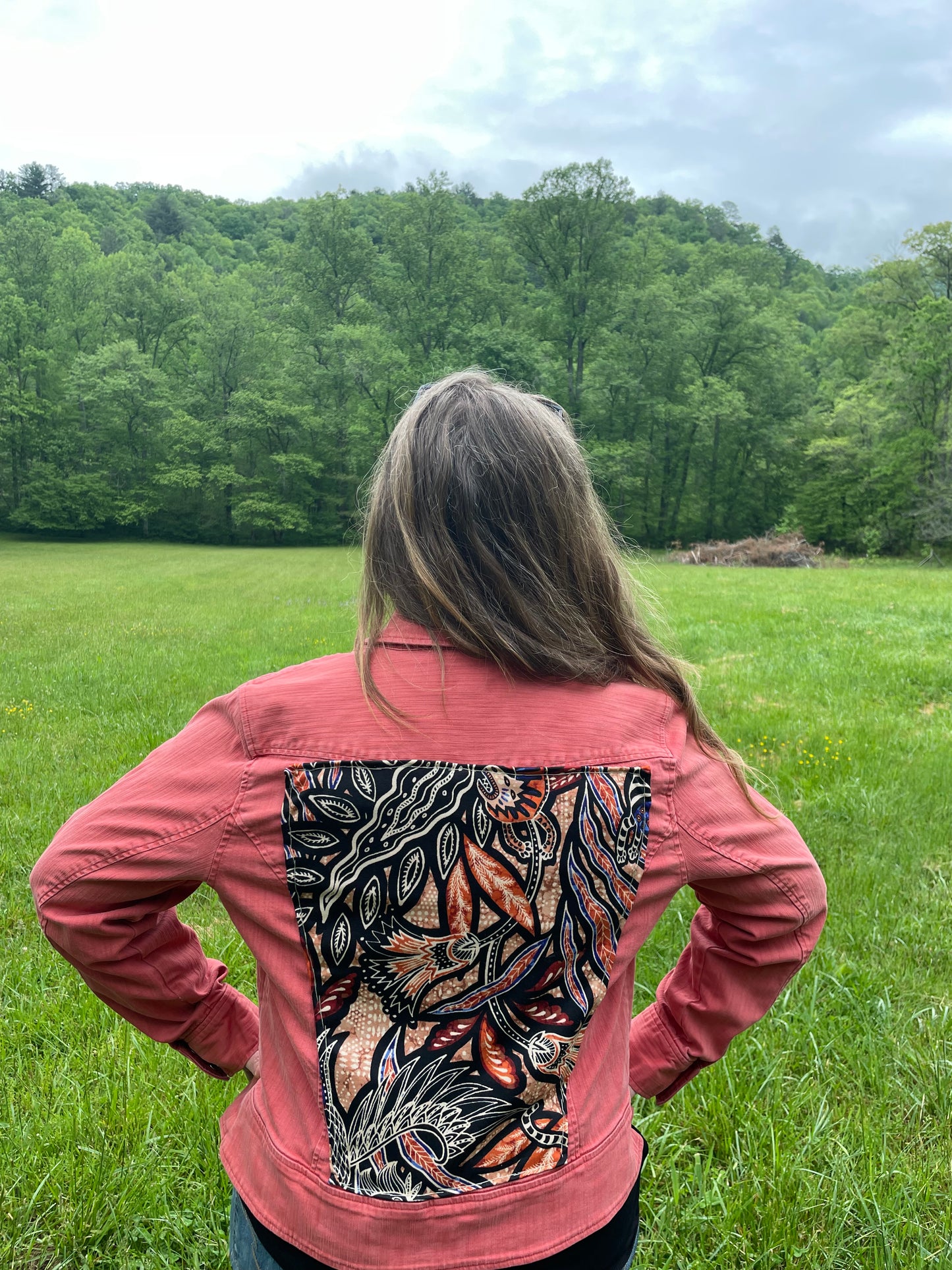 Upcycled Salmon Color Jacket Size Large