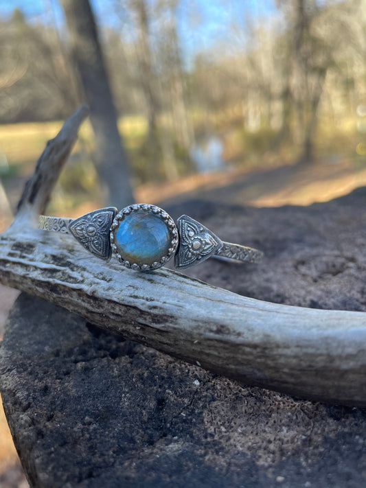 Labradorite Sterling Bangle Bracelet