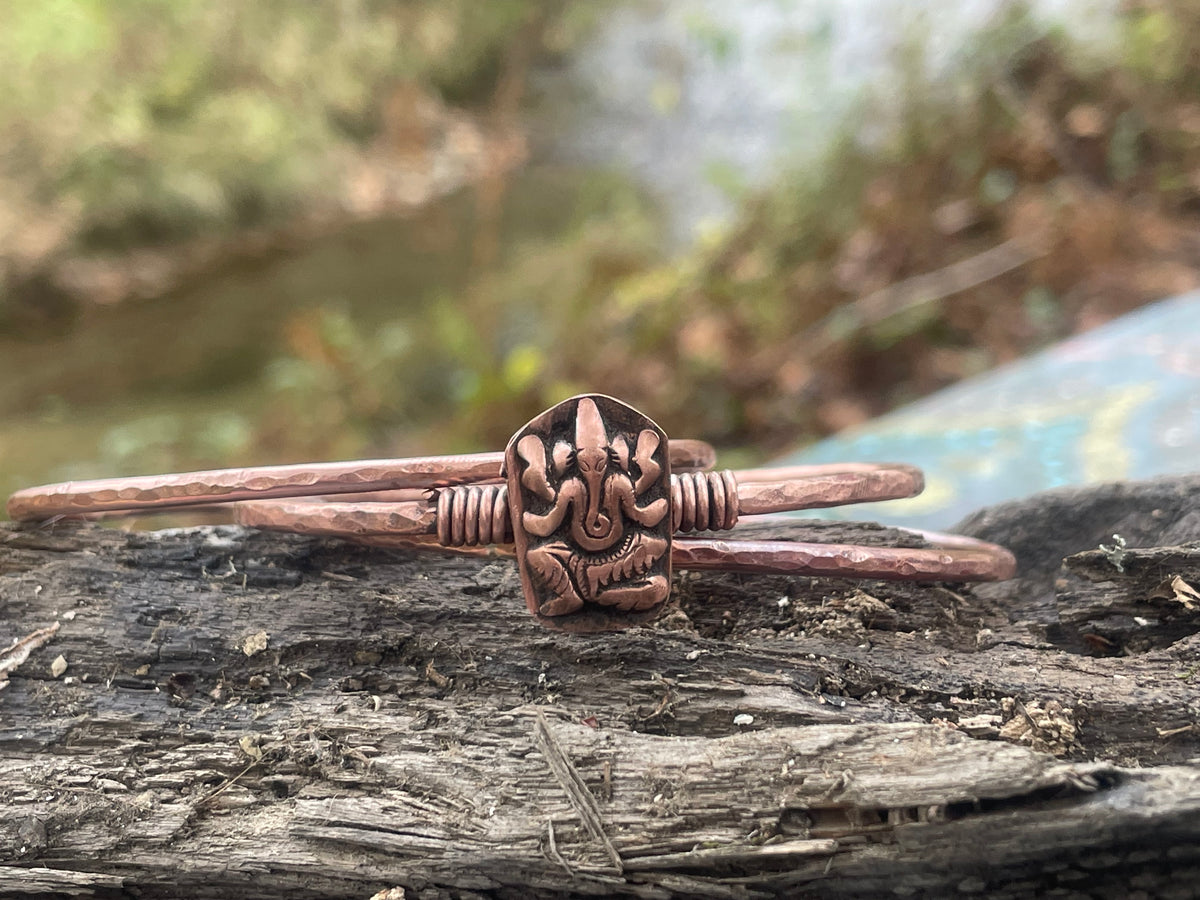 Set of 3 Copper Stacker Ganesh Bangles Bracelet