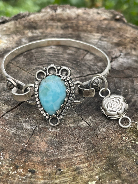 Sterling Silver and Larimar Bangle