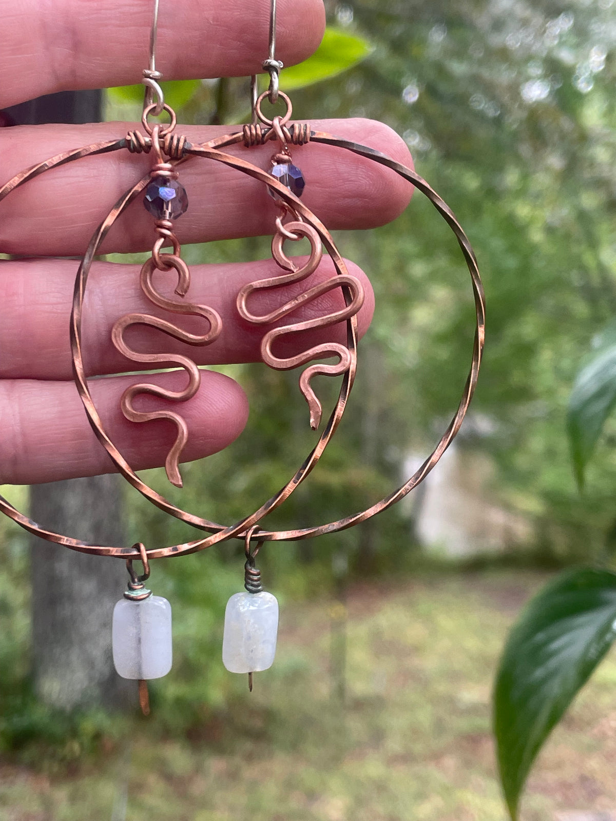 Copper Snake Hoop Earrings