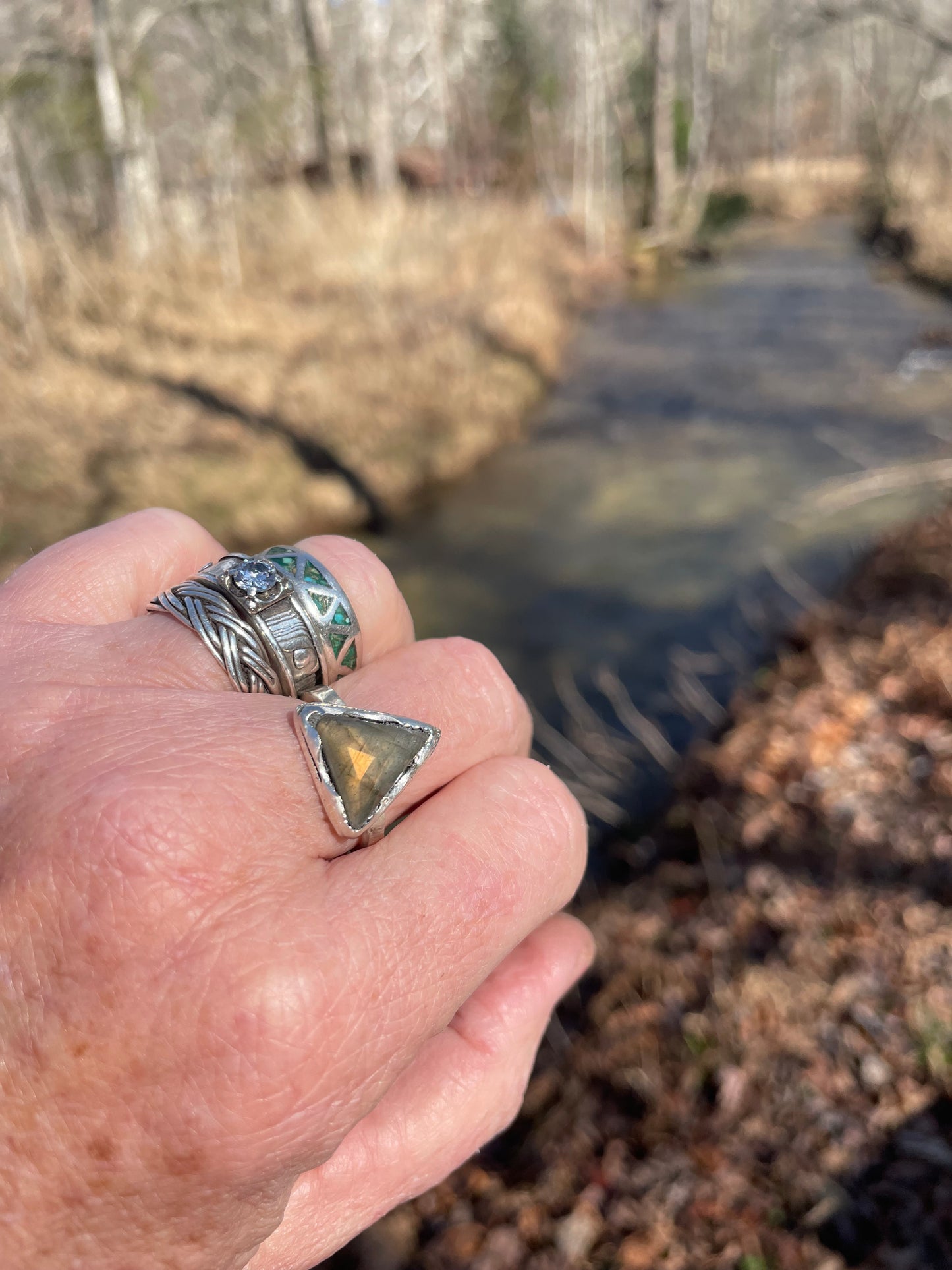 Golden Labradorite Sterling Ring
