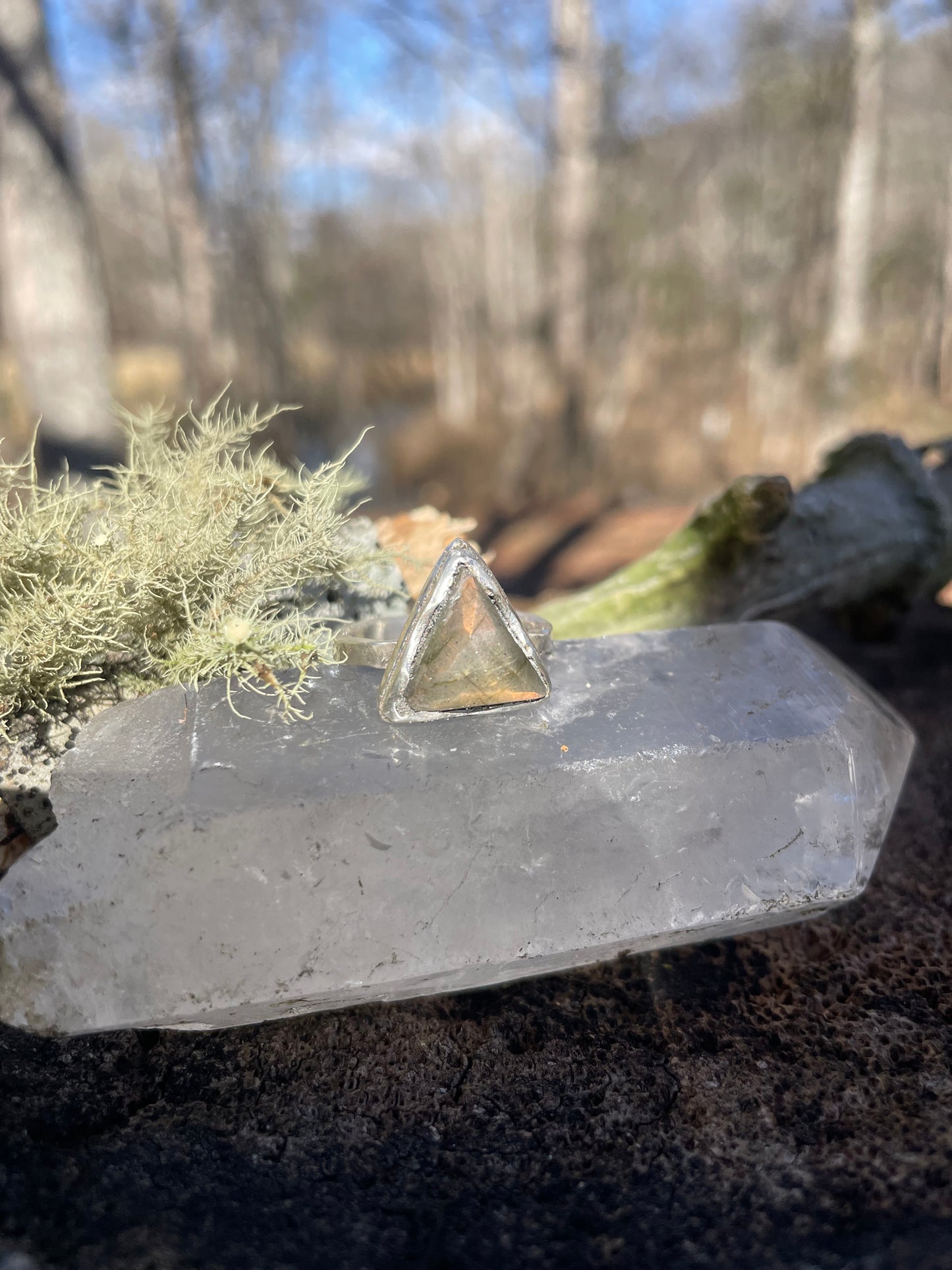 Golden Labradorite Sterling Ring