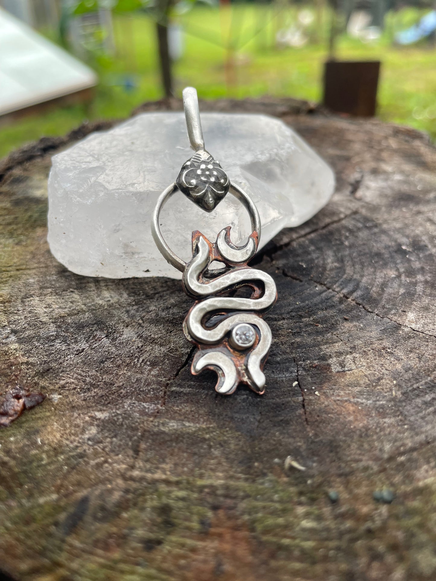 Pendant Kundalini Snake Crescent Moon Pendant