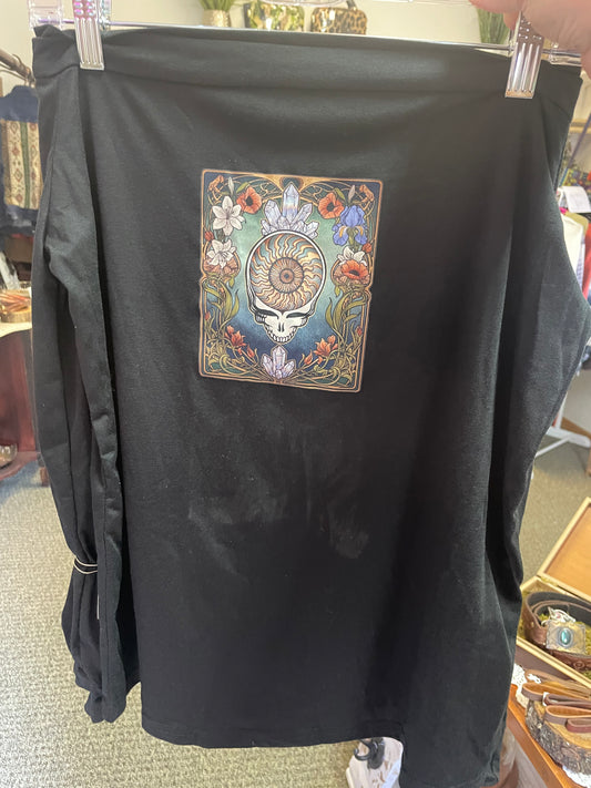 Art Nouveau Stealie Long Sleeve Black Top