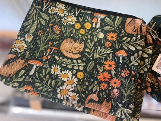 Cat Woodland Make Up Bag