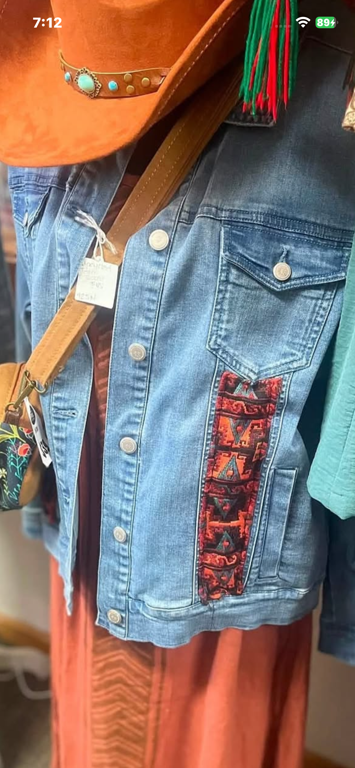 Upcycled Issac Mizrahi Jacket Aztec Embellishment. Size L