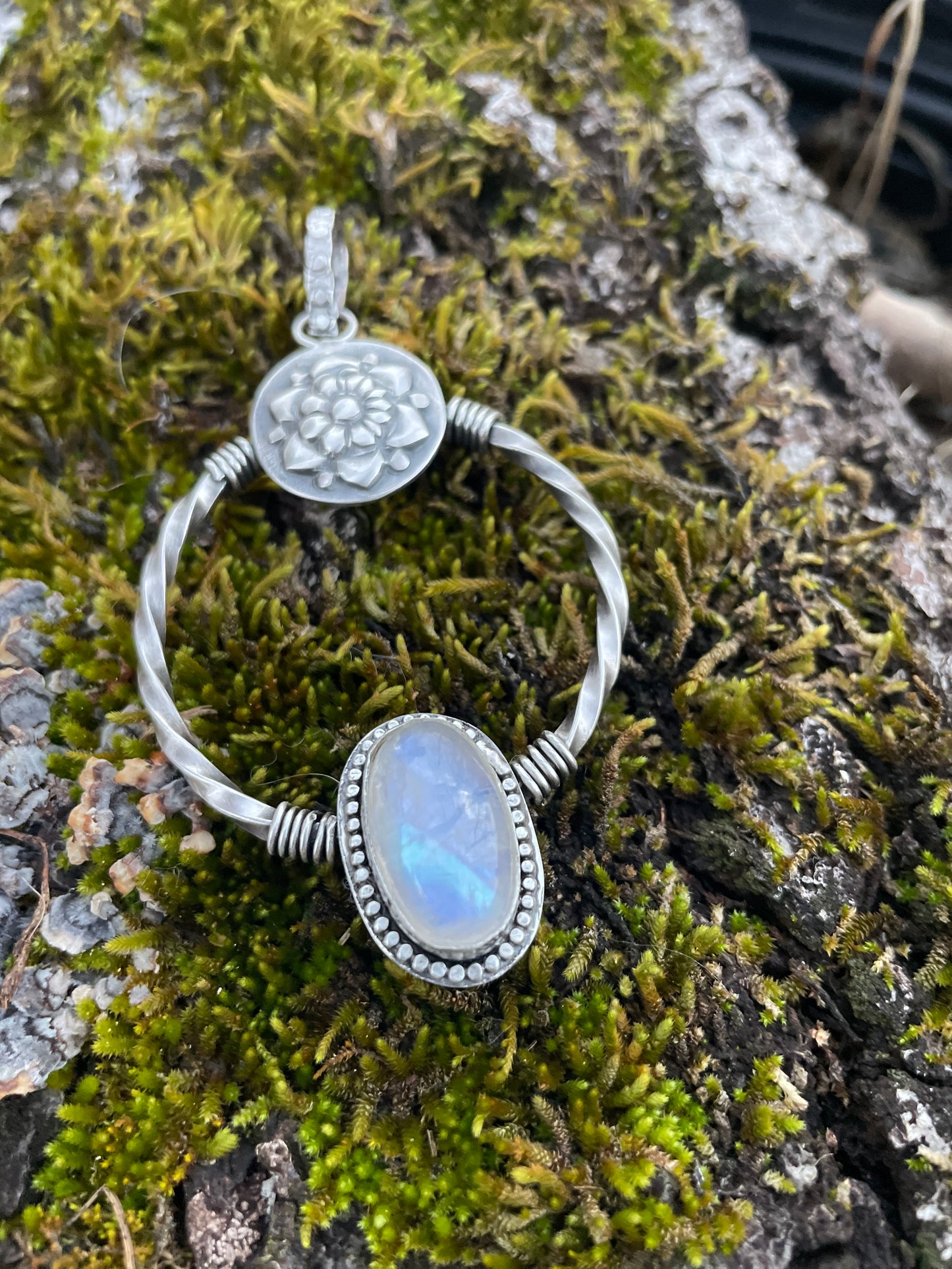 Moonstone and Sterling Gemstone Pendant