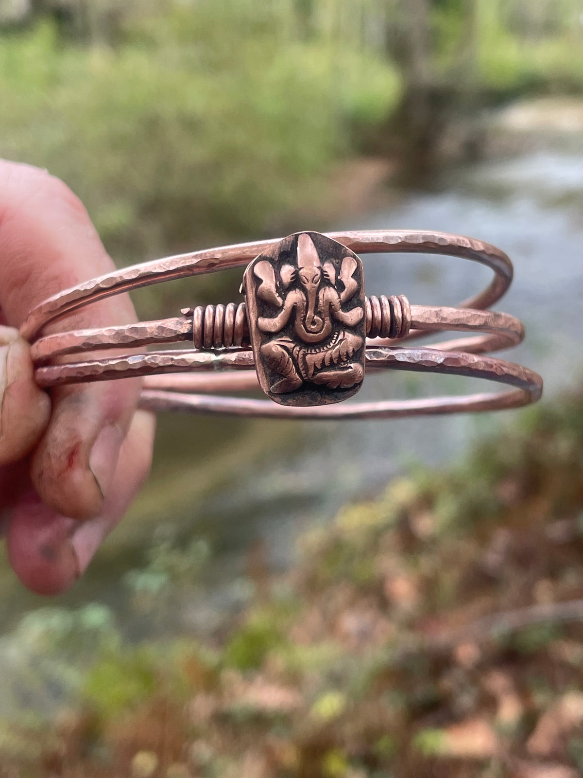 Set of 3 Copper Stacker Ganesh Bangles Bracelet