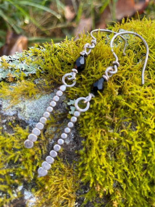 Dagger Style Earrings with Black Glass Bead