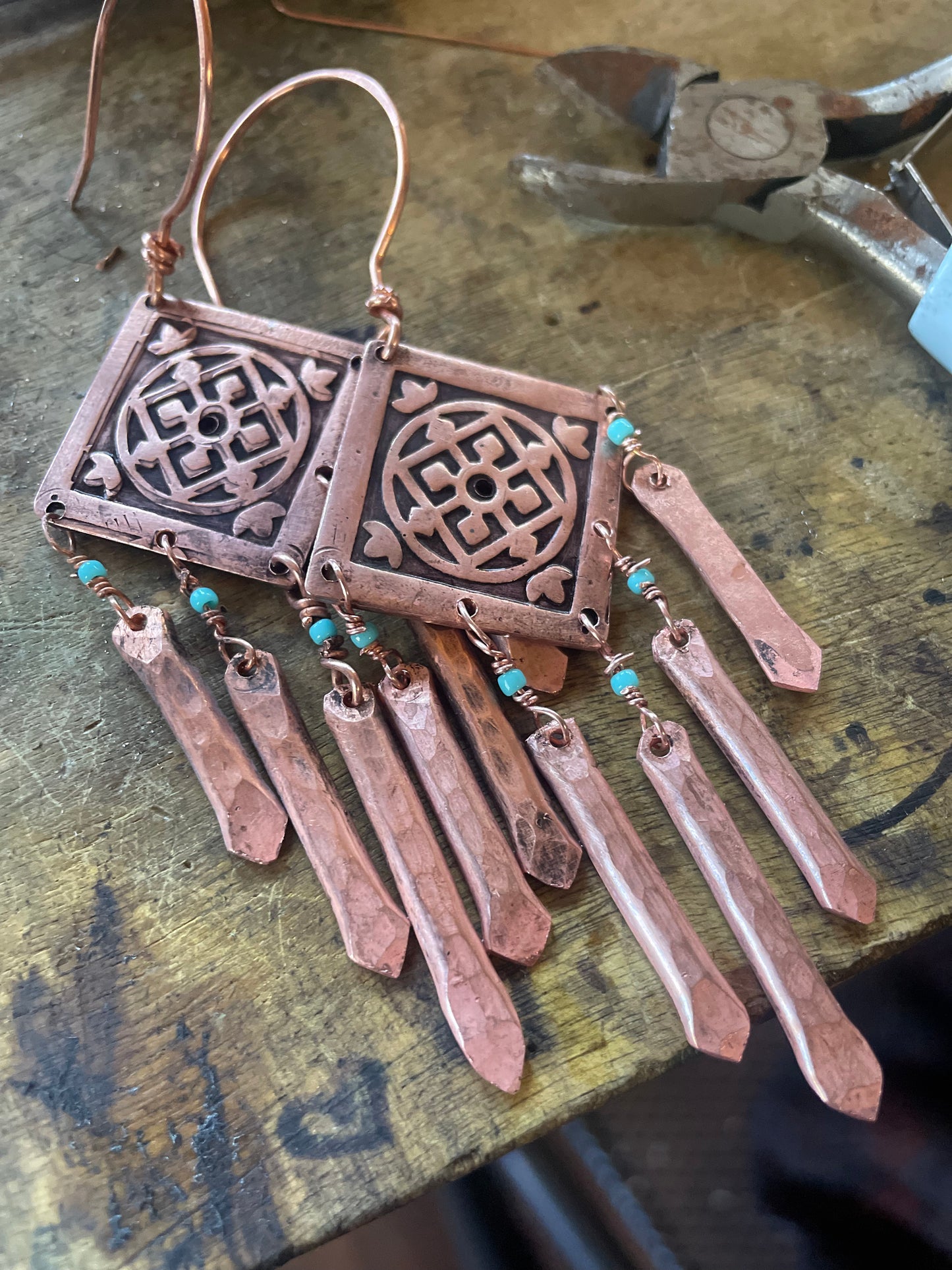 Copper Mandala Earrings