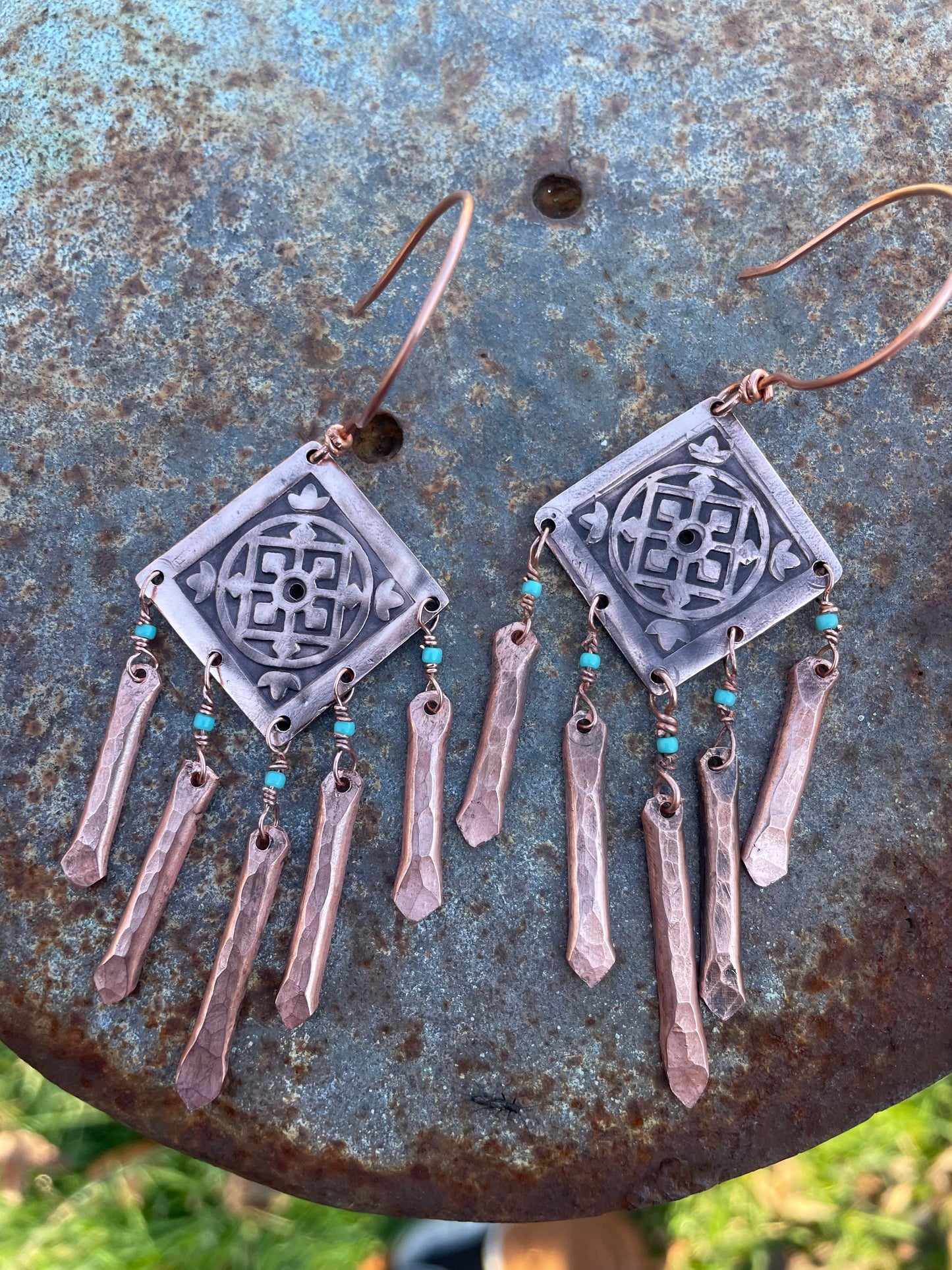 Copper Mandala Earrings