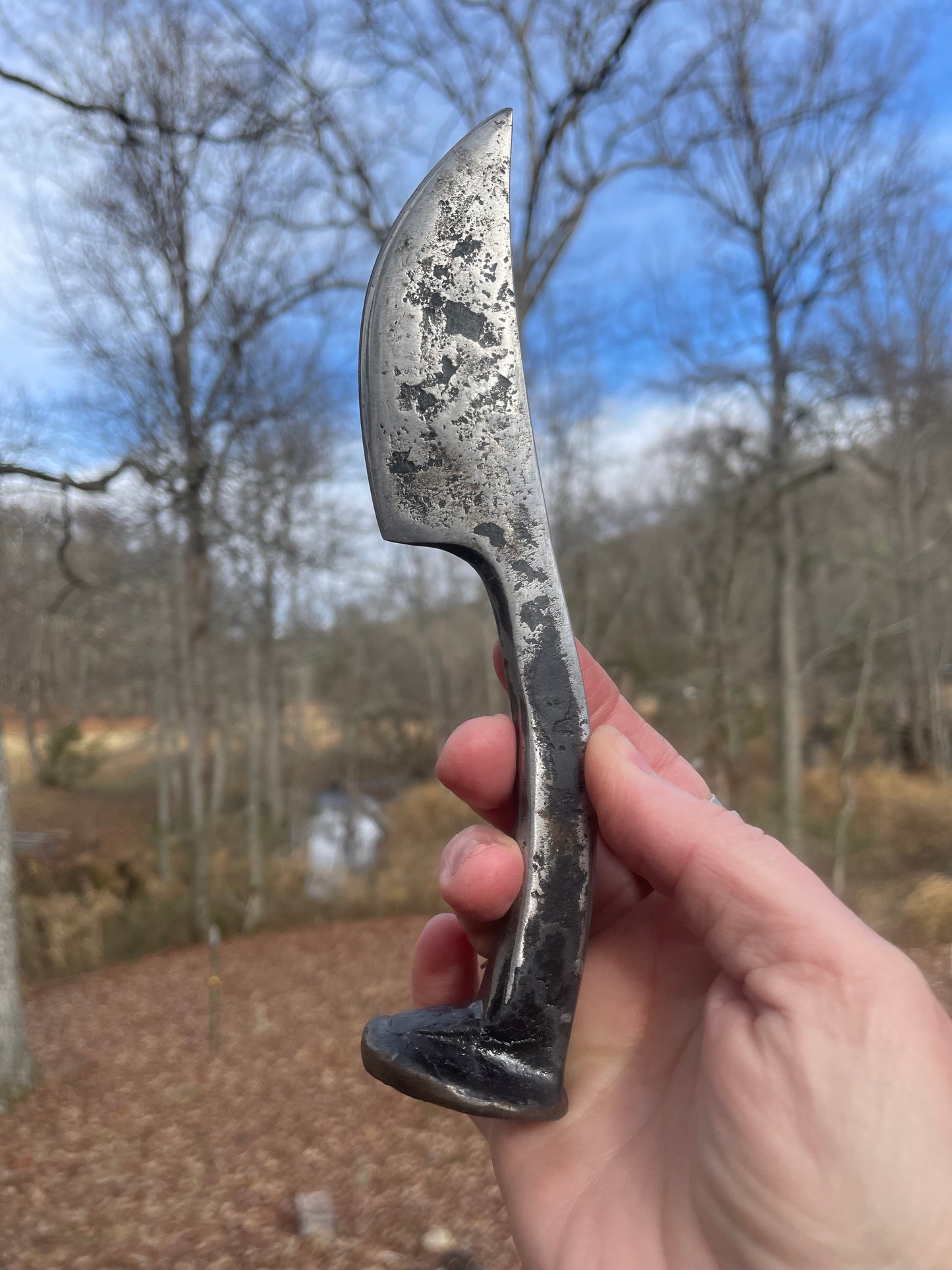 Hand forged railroad spike knife