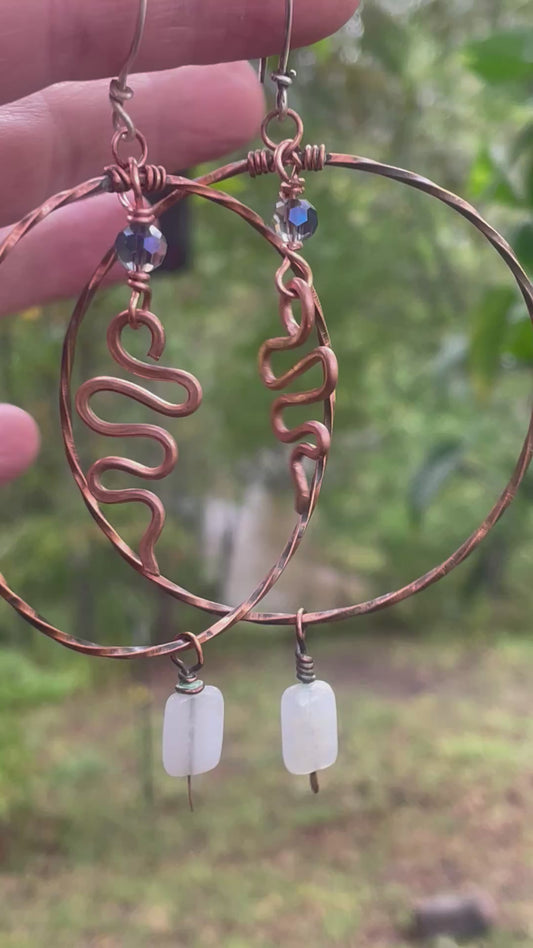 Copper Snake Hoop Earrings