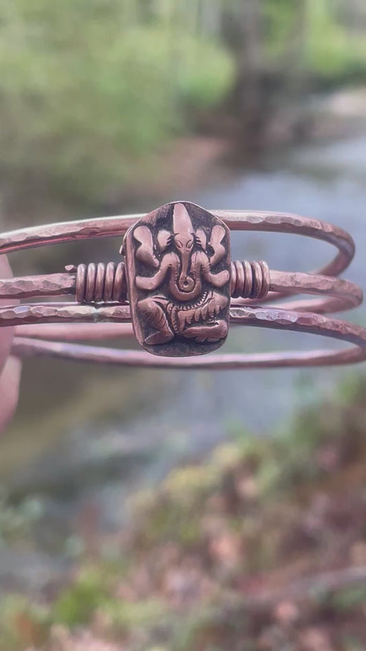 Set of 3 Copper Stacker Ganesh Bangles Bracelet