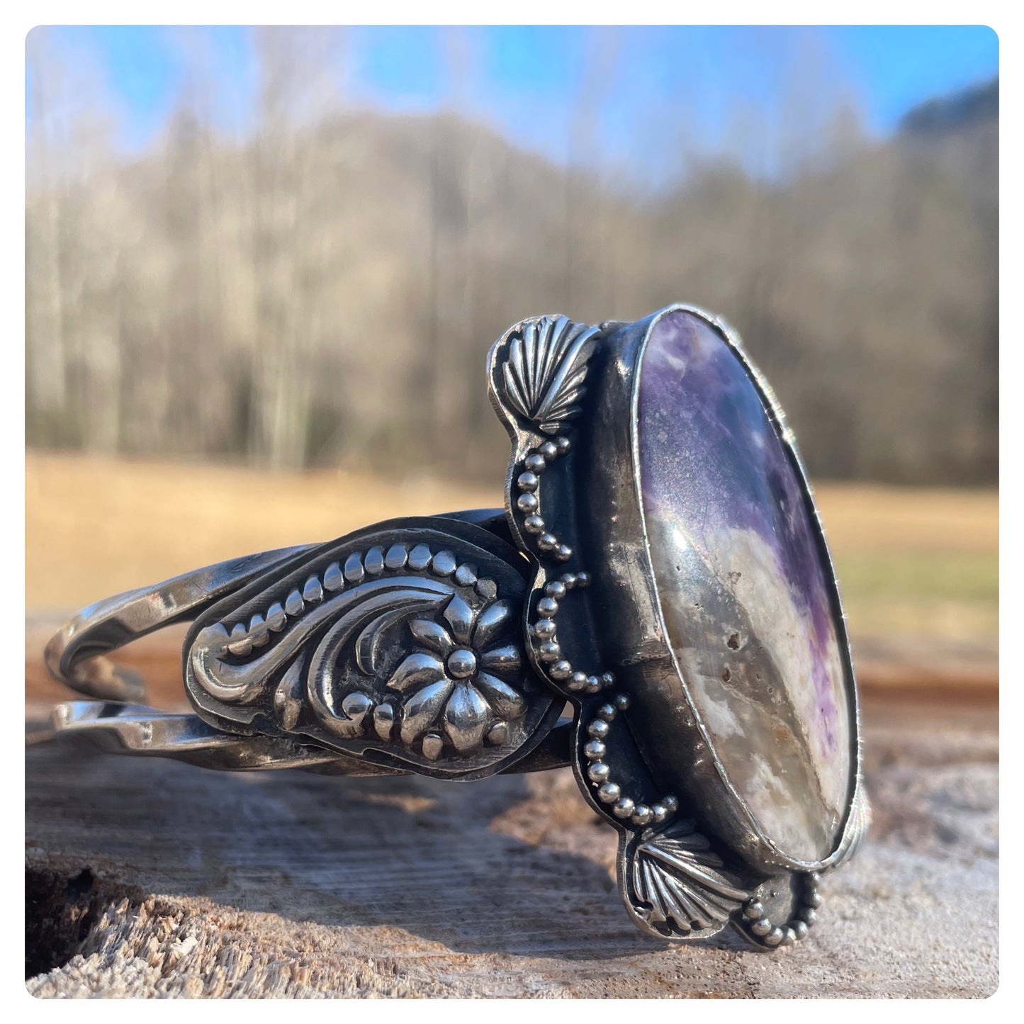 Purple Mexican Opal Cuff Bracelet
