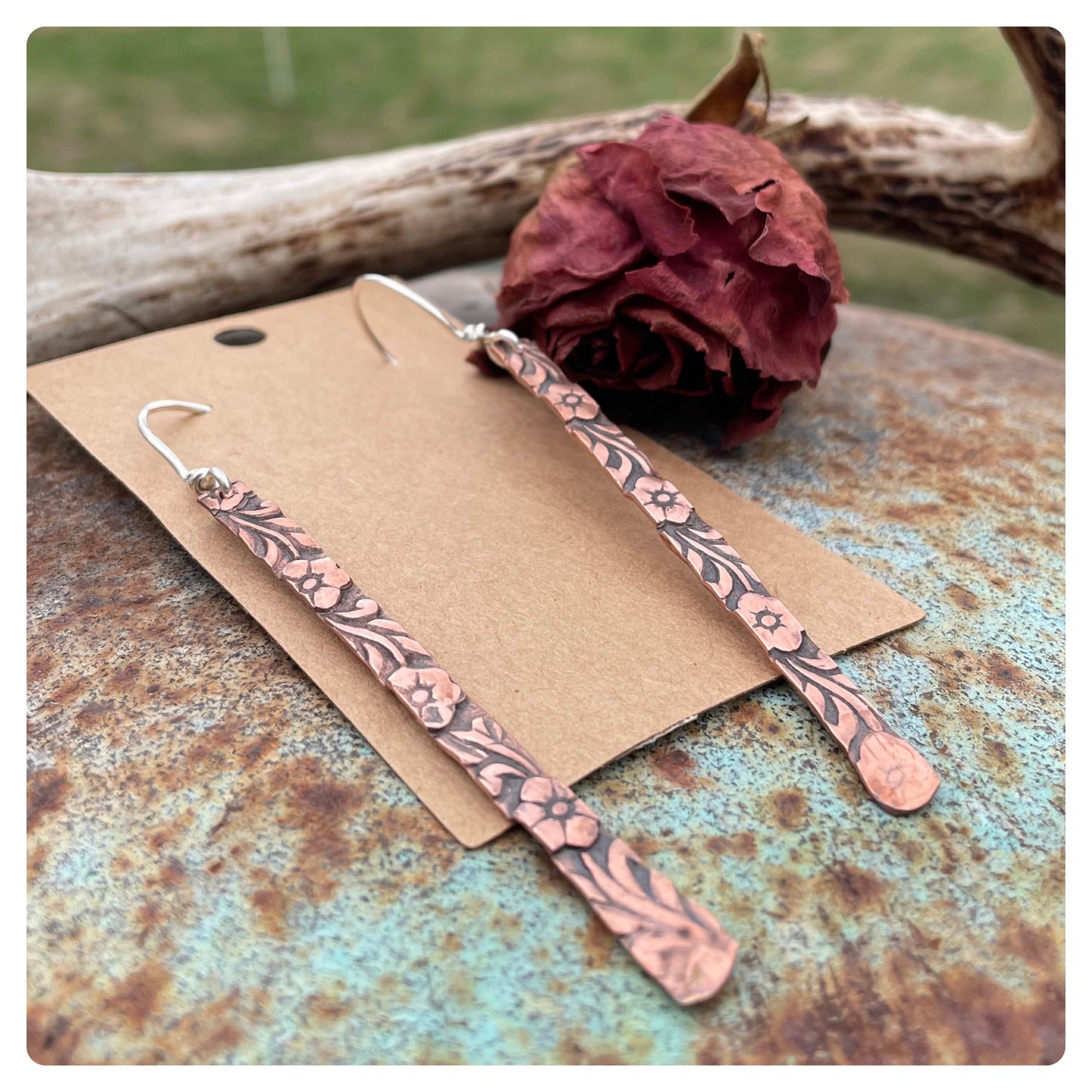 Copper Floral Earrings