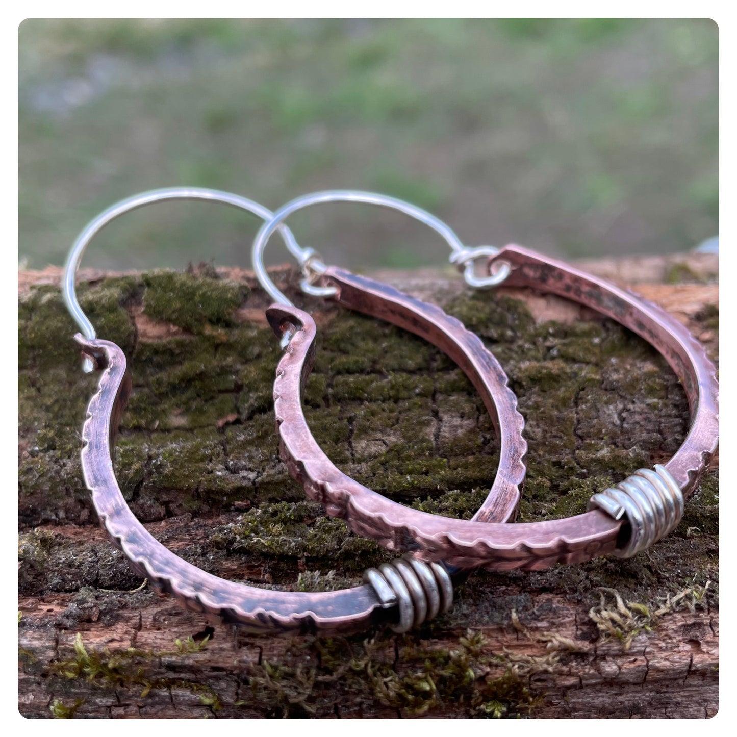 Floral Copper Hoop Earrings