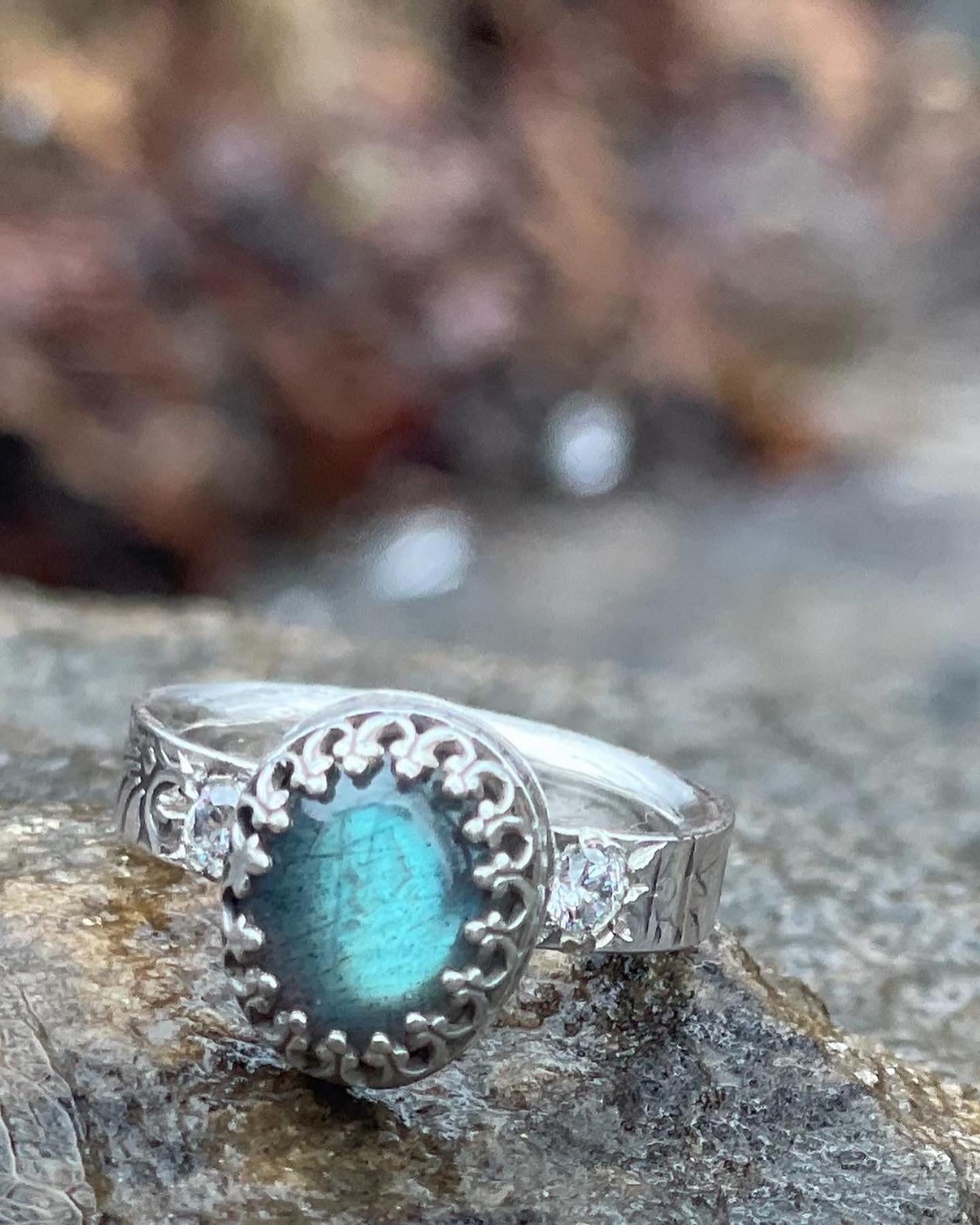 Labradorite Sterling Art Nouveau Ring